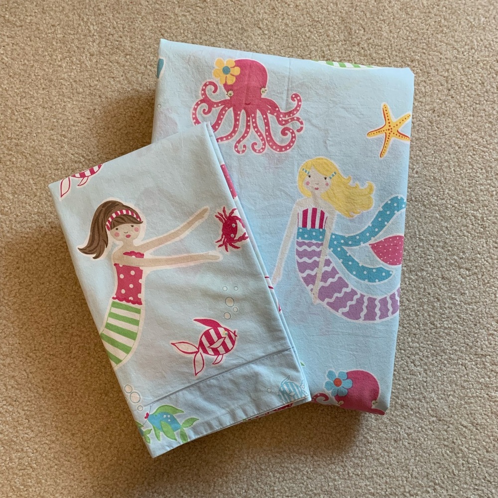 Pottery Barn Kids Twin Mermaid Duvet and Sham